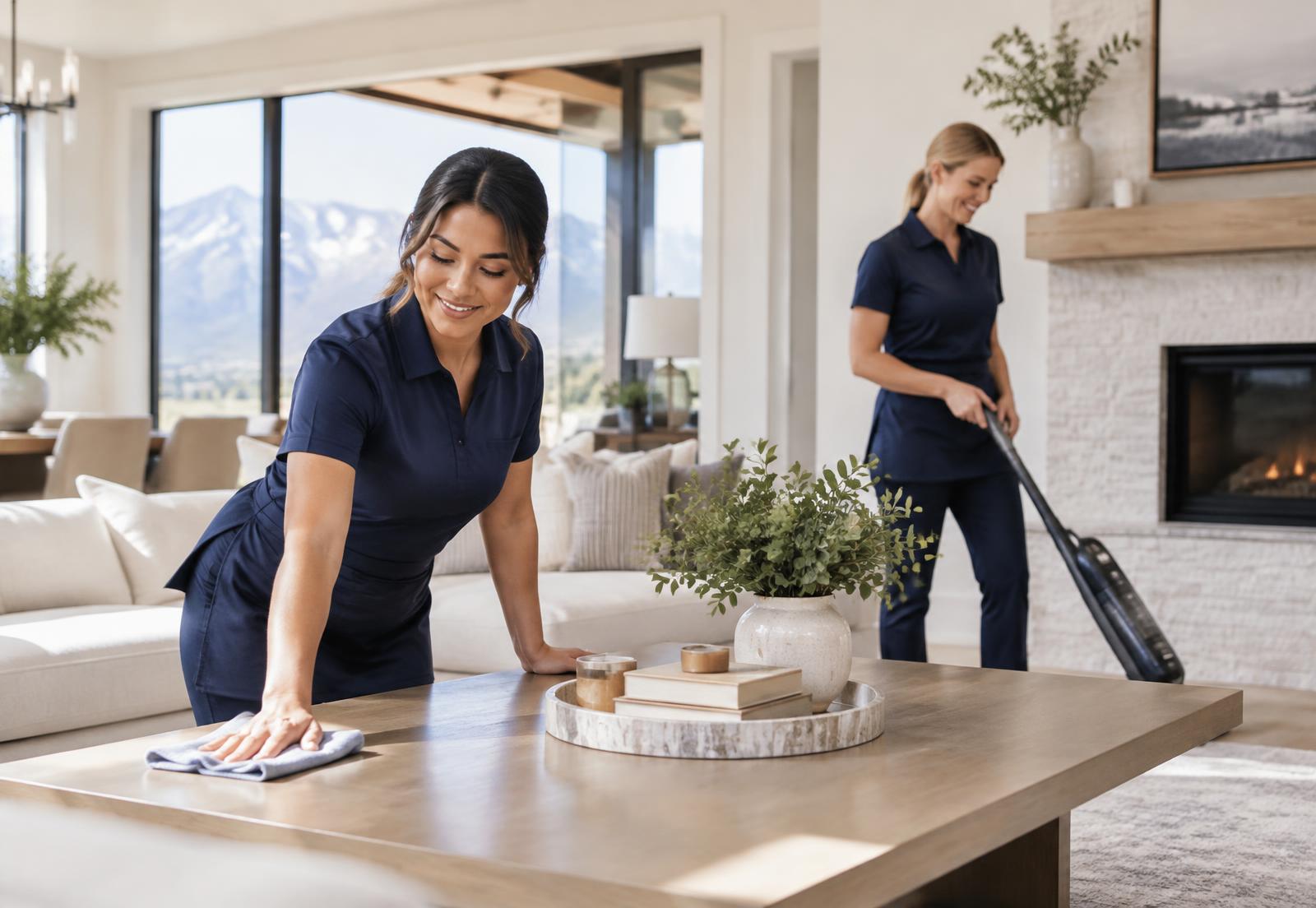 FreshNest professionals cleaning a bright home
